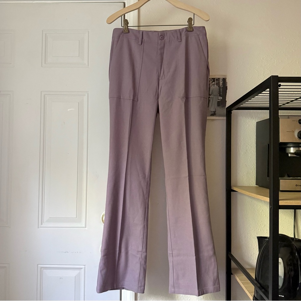 NWT Y.T.G. plum purple pale wool blend bootcut leg‎ trousers pants